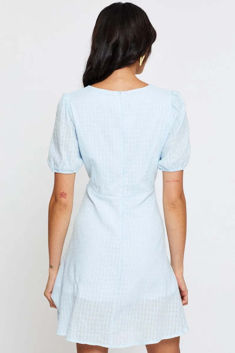 Glow Light Blue Mini Dress Short Sleeve
