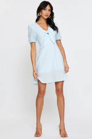 Date Ready Blue Mini Dress Short Sleeve