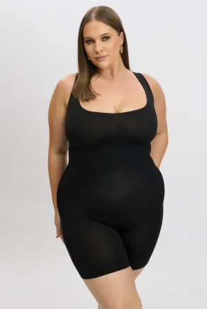Outdoor Look Cozy Sweater Black Seamless Open Bust Sculpting Bodysuit