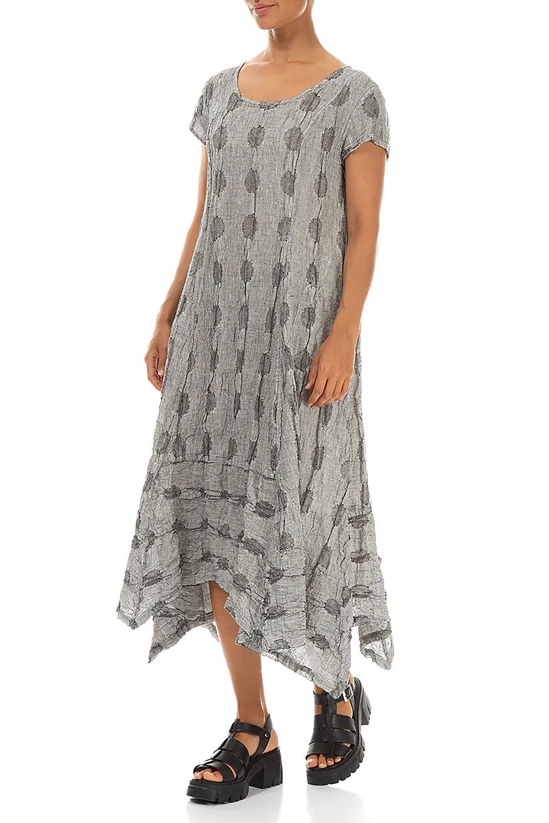 Flared Textured Bubbles Grey Linen Dress NonChafingEdges