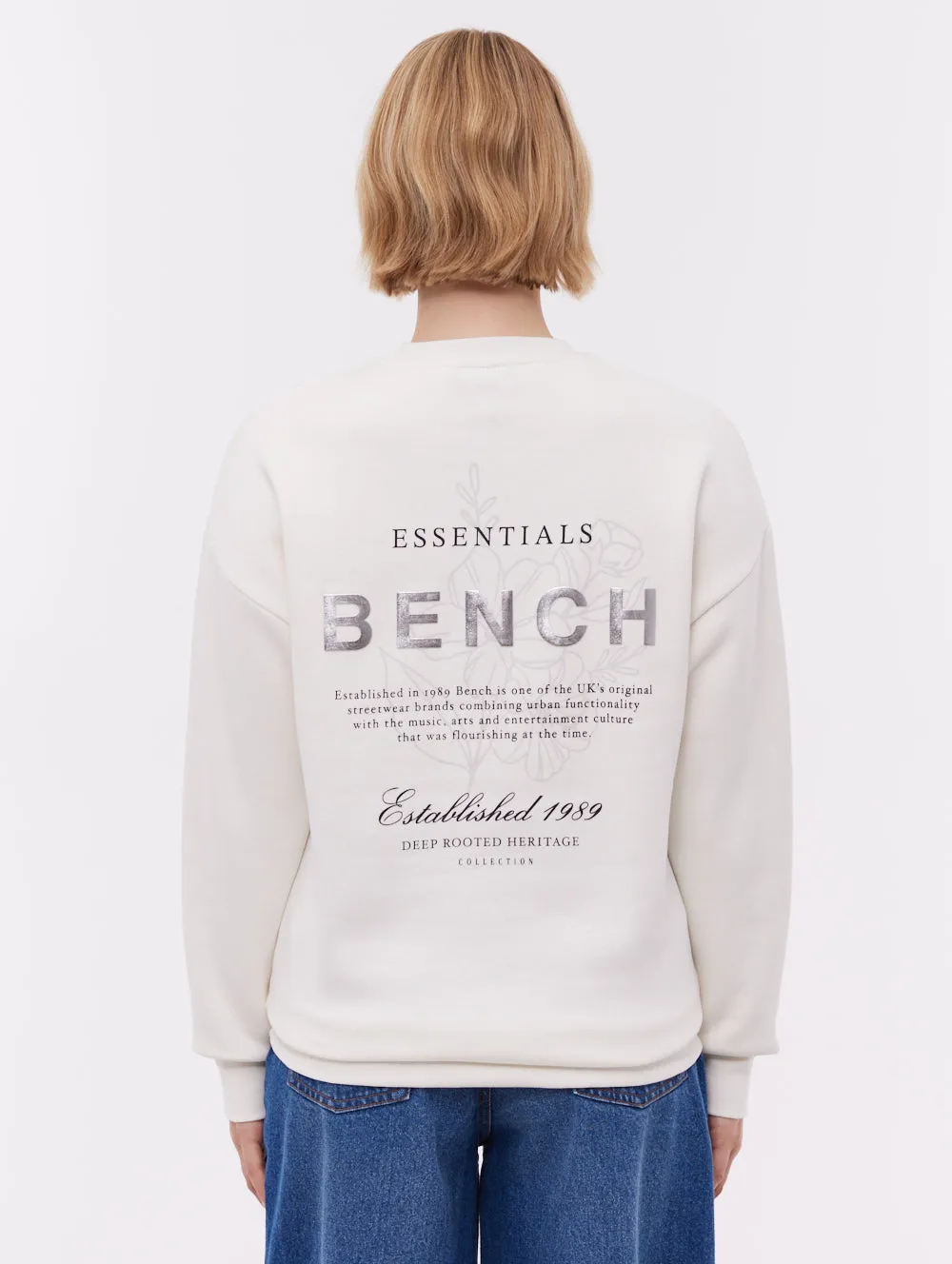 Fashion Design Gerna Back Print Crew Neck - White