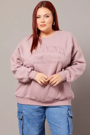 Purple Oversized Sweater Long Sleeve Crew Neck Adult Size sunny day wear