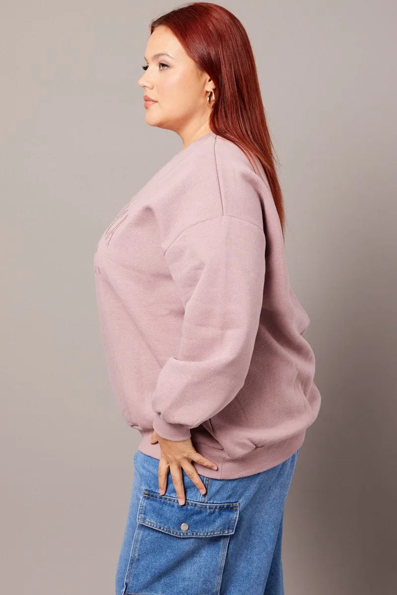 Purple Oversized Sweater Long Sleeve Crew Neck Casual Fashion product photography