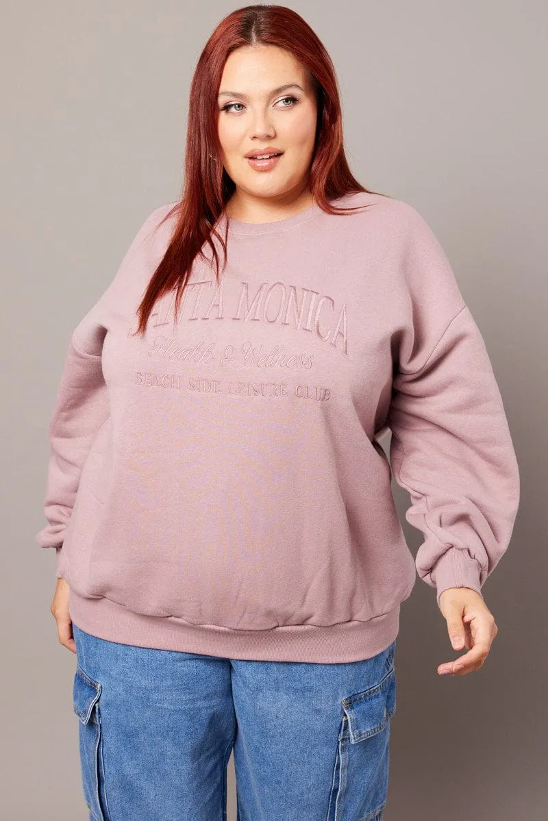 Trendy Essentials Purple Oversized Sweater Long Sleeve Crew Neck