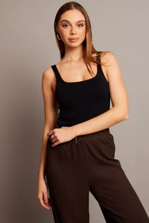 ZeroWasteProduction Training Fit Black Bodysuit Sleeveless Square Neck Seamless