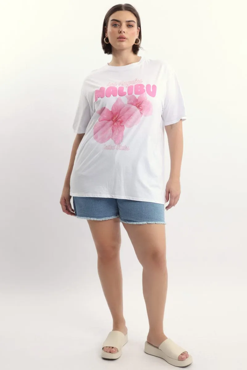 White Graphic T Shirt Short Sleeve Crew Neck Travel Fashion Casual Layer