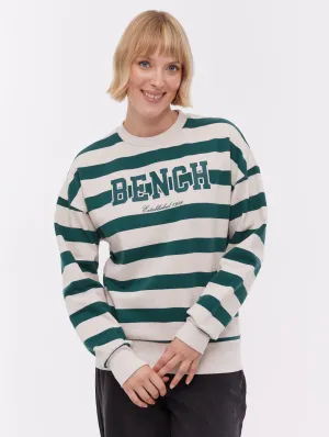 Jaye Collegiate Striped Crew Neck - Beige Adjustable Waistbands ShockAbsorbent Padding