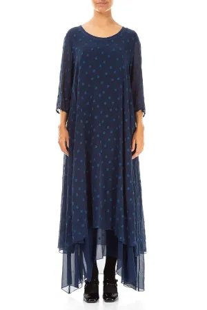Layered Dotty Royal Blue Silk Dress OdorResistantClothing Earth Glow