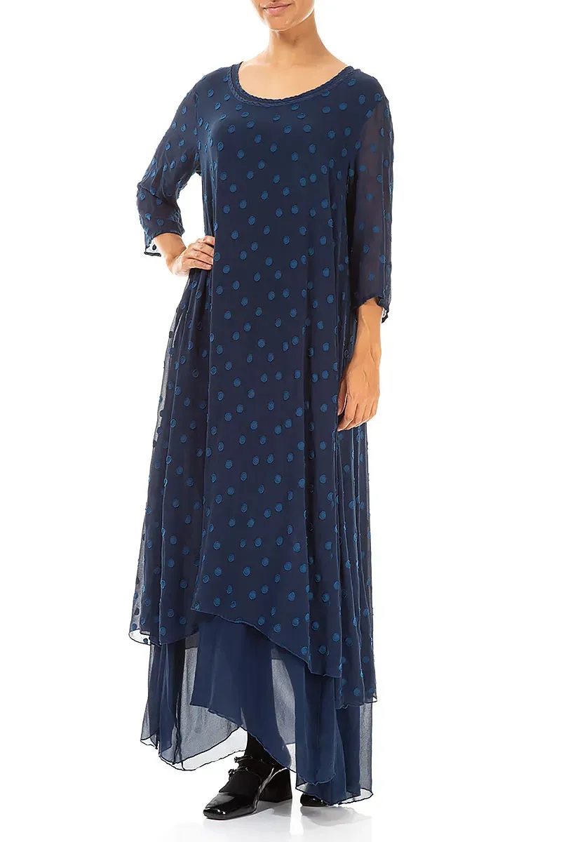 Run Core Layered Dotty Royal Blue Silk Dress