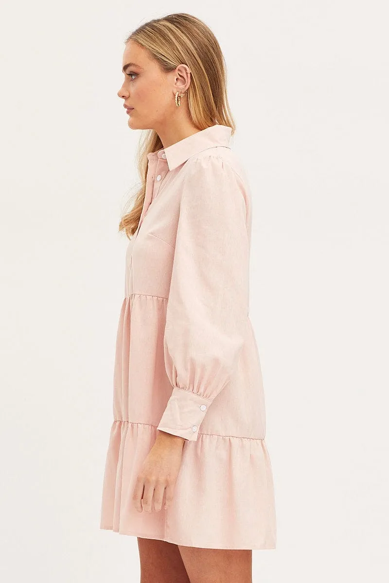 Weather Guard Noble Grace Pink Shirt Dress Long Sleeve Button Front