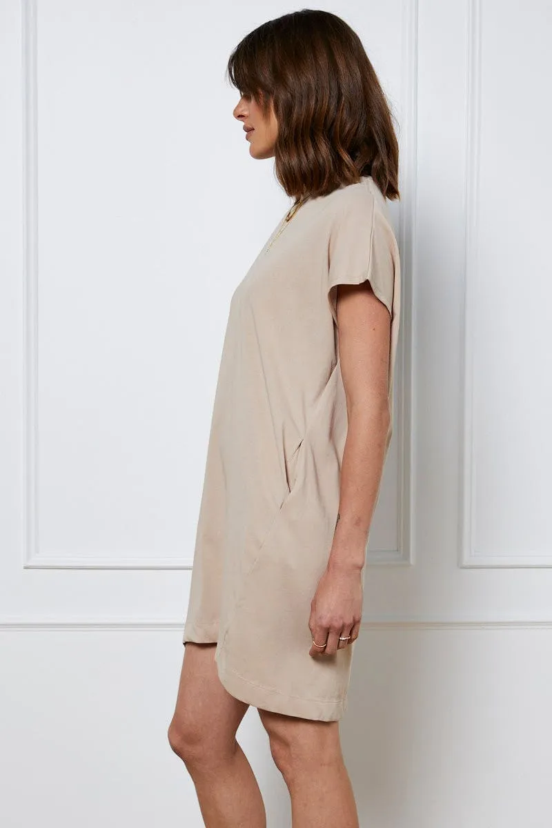 Flatlock Seams Smart Fit Black Mini Dress Short Sleeve