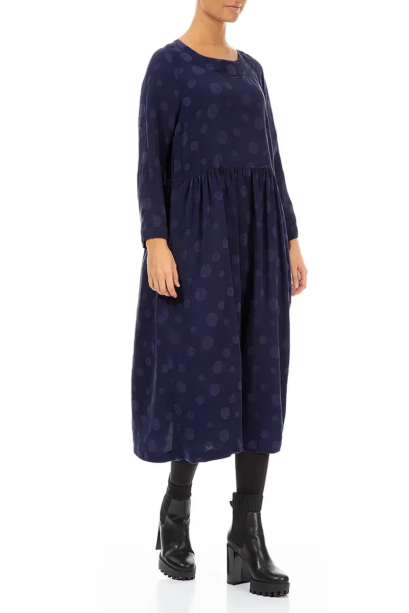 Buttoned Back Bubble Royal Purple Silk Cotton Dress Zen Glow