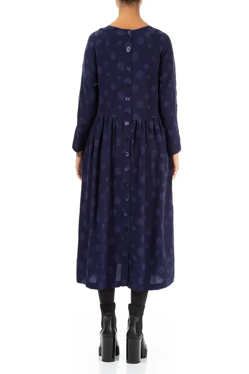 Buttoned Back Bubble Royal Purple Silk Cotton Dress Soft Blouse Rustic Ease