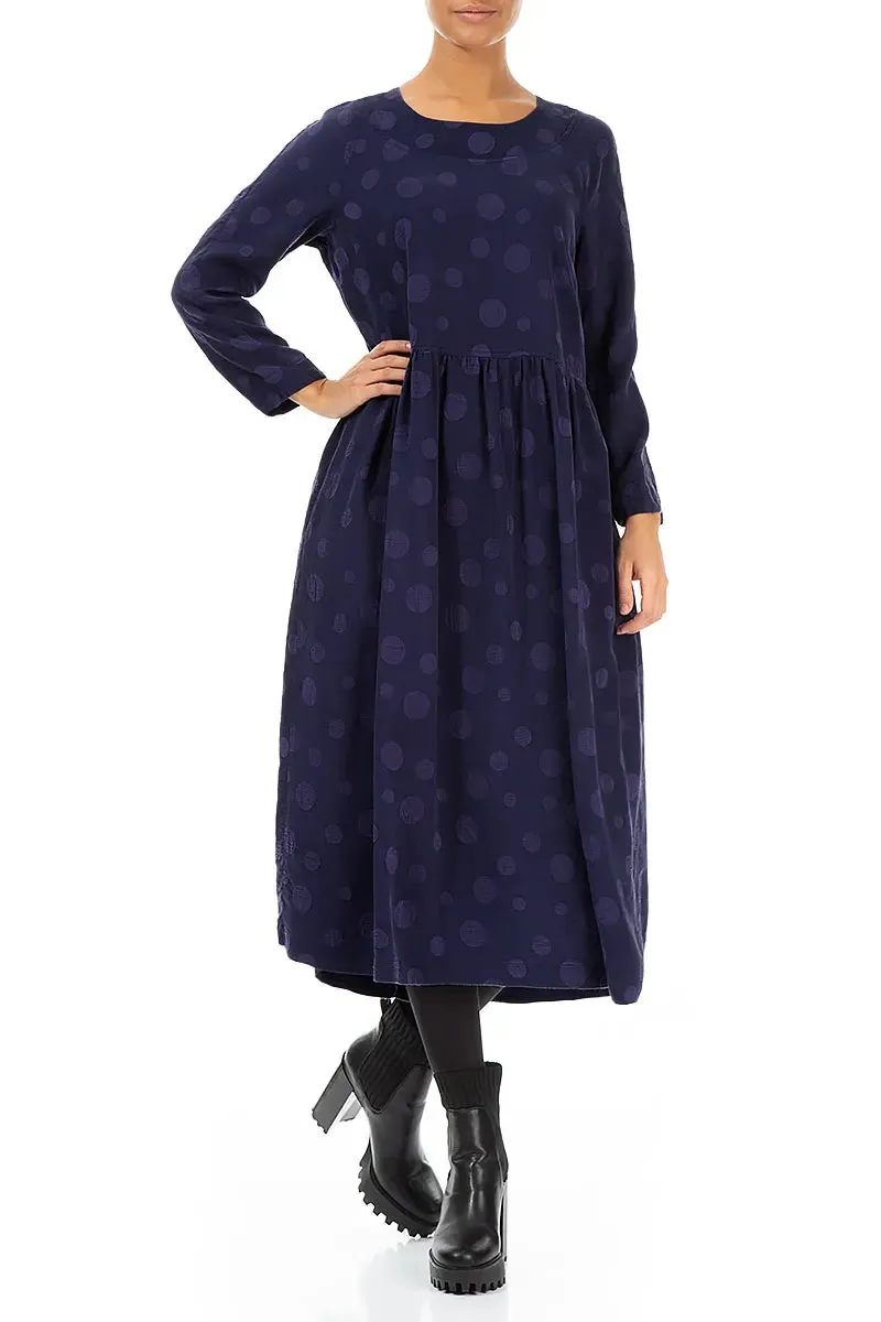 Buttoned Back Bubble Royal Purple Silk Cotton Dress AntibacterialFinish PreShrunkFabric