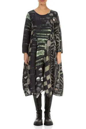AntiStaticTechnology Flared Crinkled Moonlight Silk Linen Dress