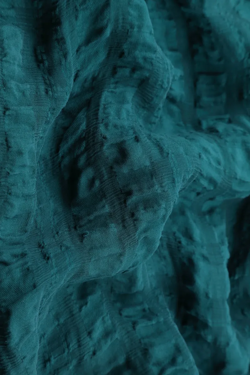 Strong Edge Flow Core Flowy Teal Textured Silk Dress