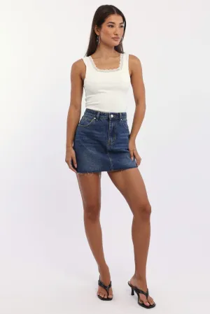 White Tank Top Sleeveless Lace Trim Outdoor Apparel Gentle Power