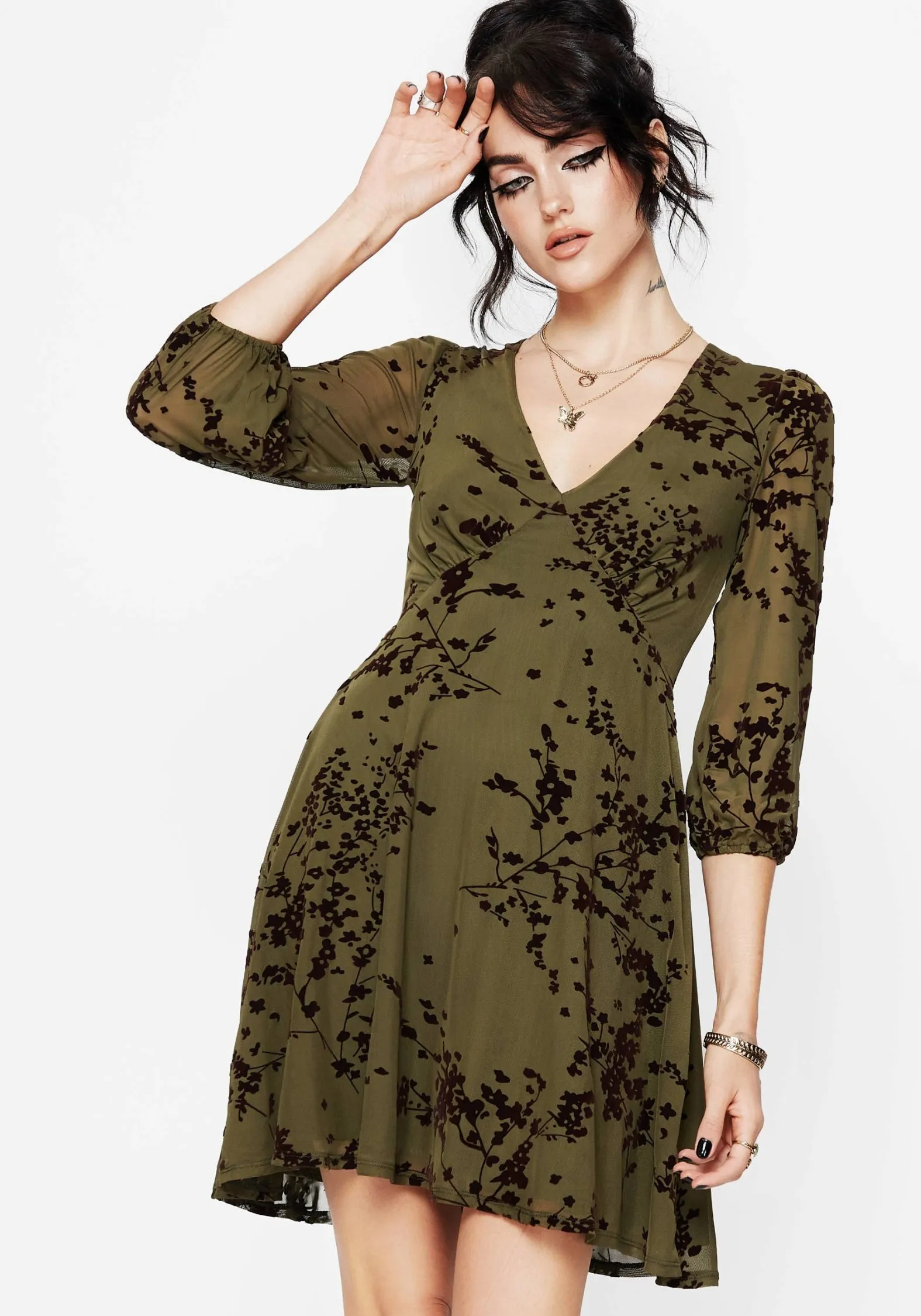 Jael Flocked Devor?? Smock Mini Dress Odor Resistant