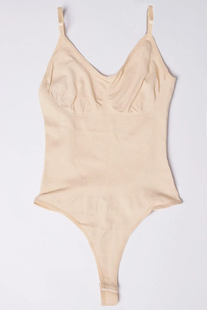 Diamond Soul Beige Seamless Backless Sculpting Bodysuit