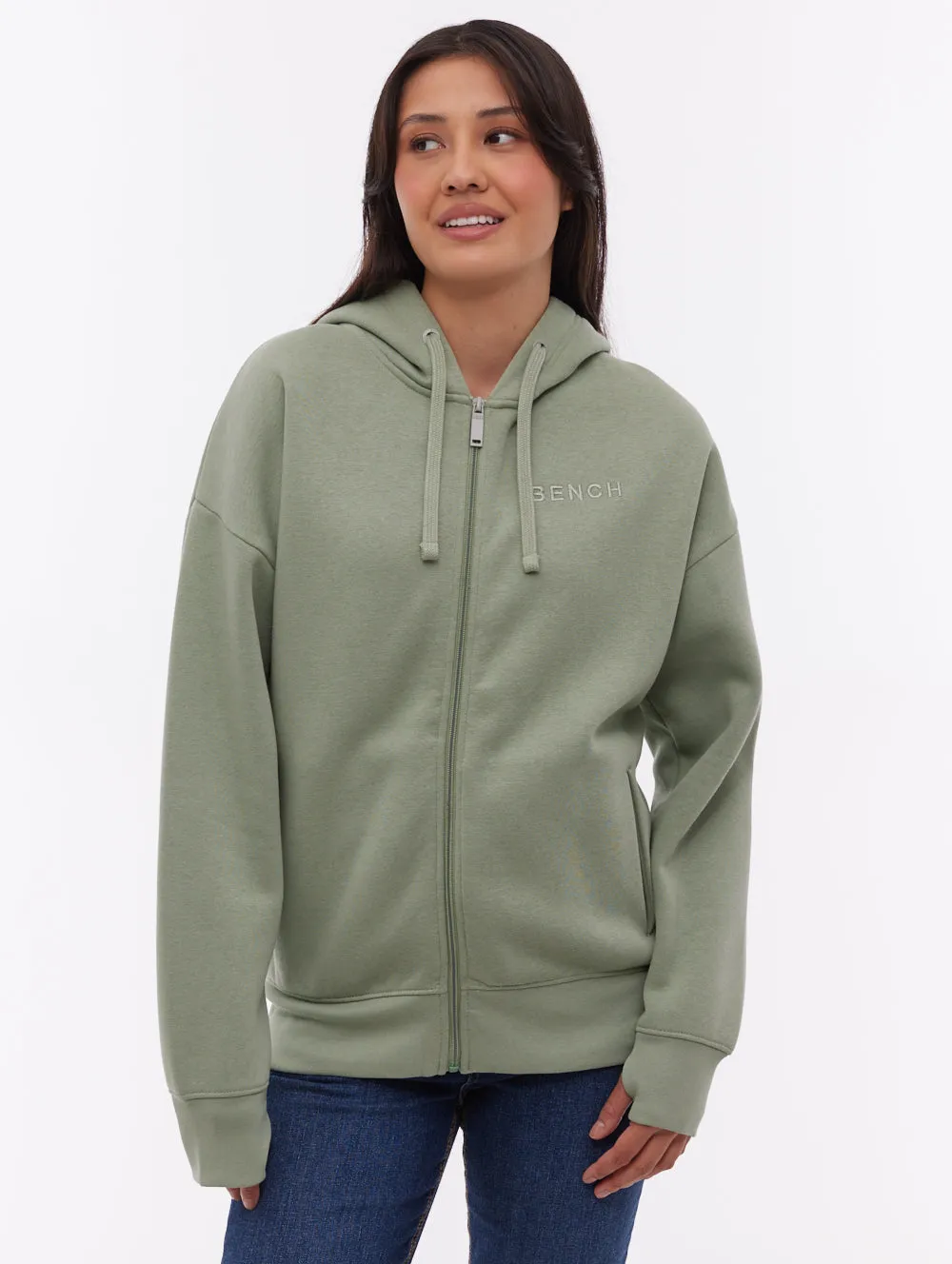 UVProtective Coating Temra Back Logo Zip-Up Hoodie - Green