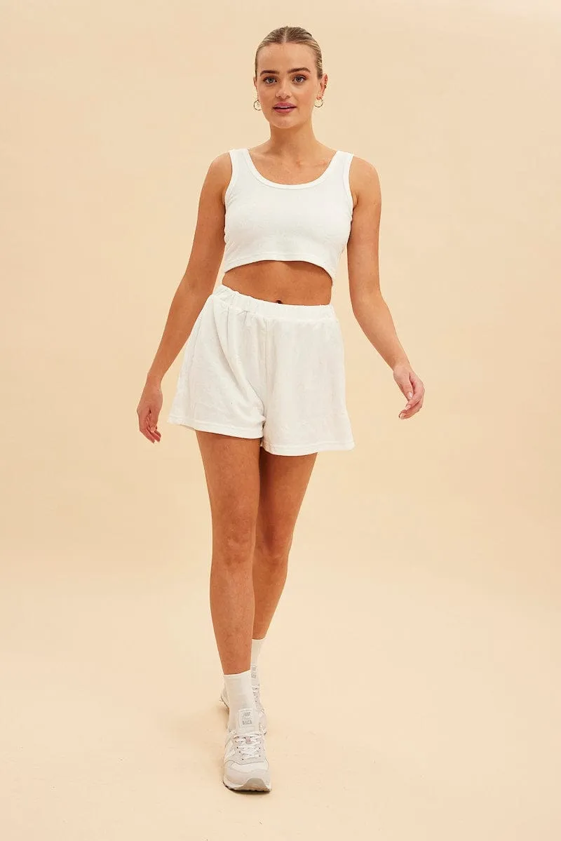 Story Glow White Terry Beach Crop Tank