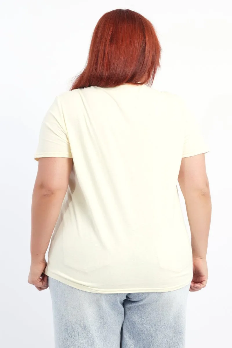 Yellow Graphic T-shirt Short Sleeve Crew Neck ColorfastFabricTech