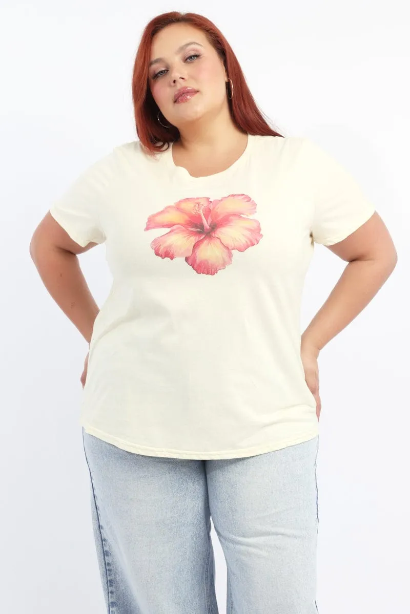Yellow Graphic T-shirt Short Sleeve Crew Neck Daily Outfit Round neck simplicity