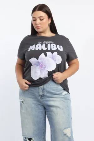 Grey Graphic T Shirt Short Sleeve Crew Neck Soft touch finish