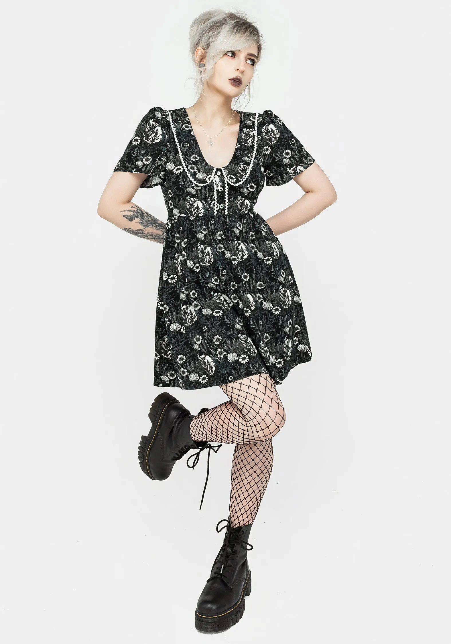 Nightbloom Collared Mini Dress Breathable fabric