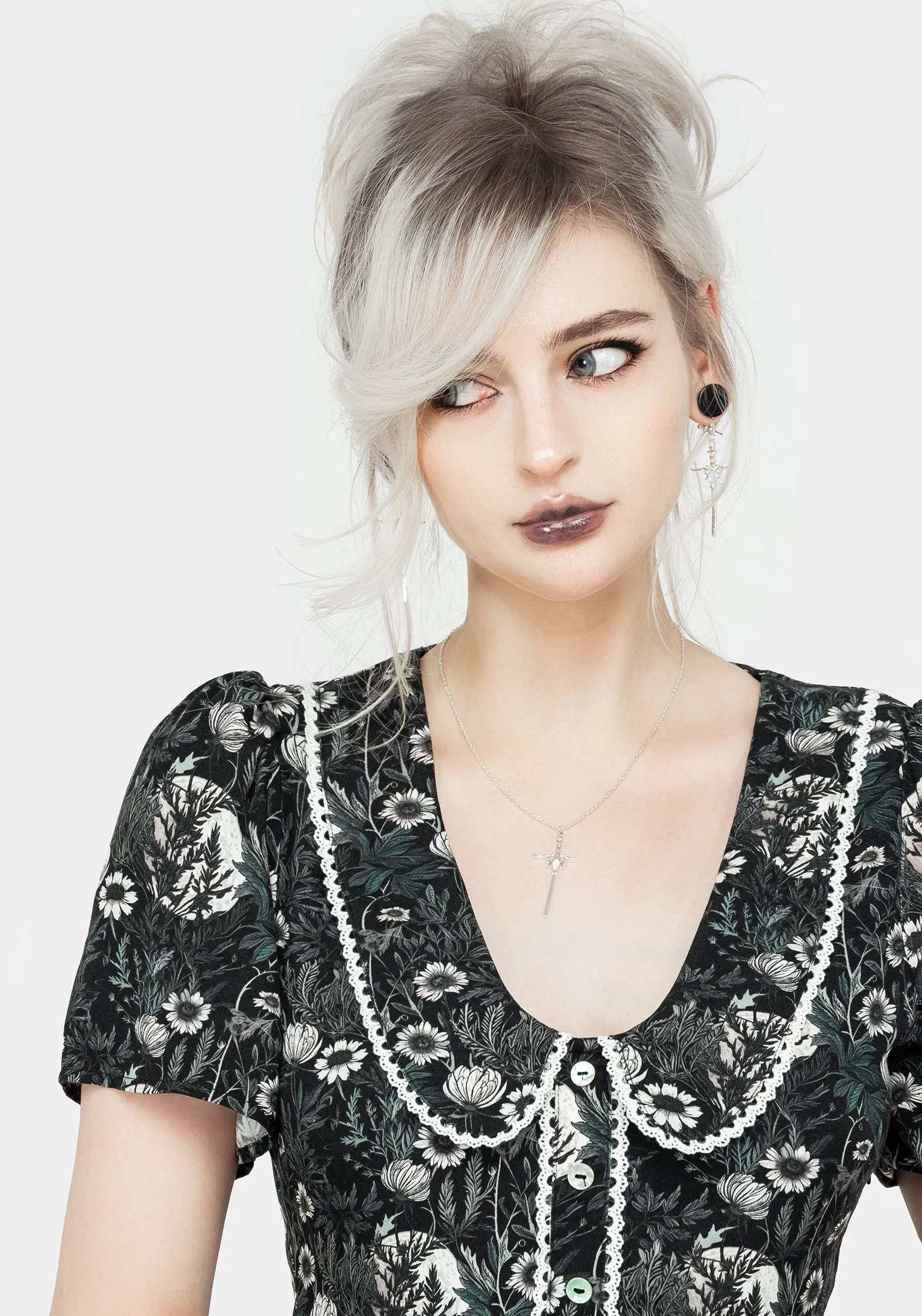 On Trend Style Scene Flash Nightbloom Collared Mini Dress