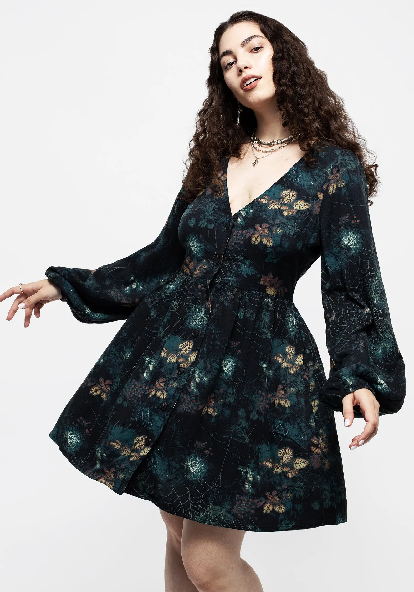 Flattering Silhouette Blackthorn Button Up Mini Dress