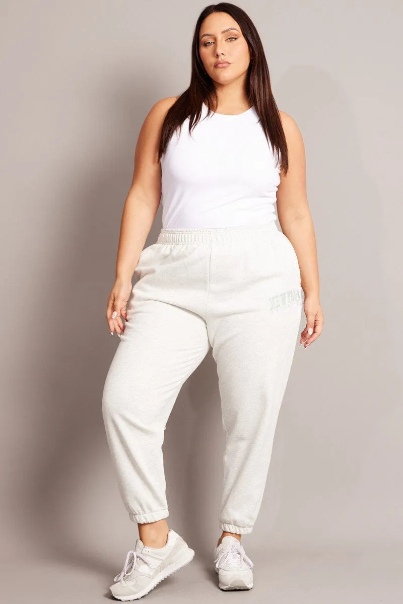 Casual Comfort Fit Grey Track Pants High Rise