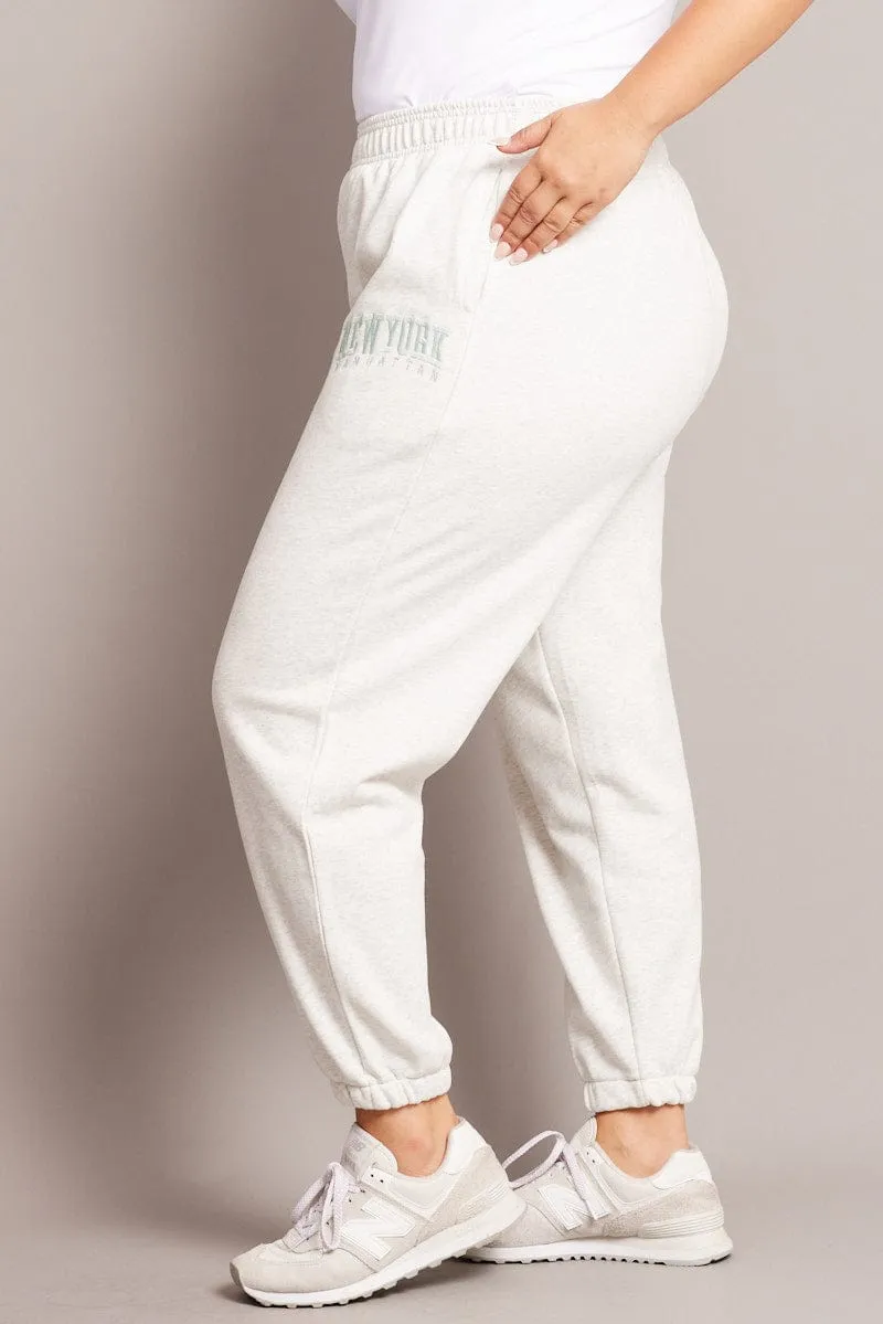 Grey Track Pants High Rise Soft Stretch