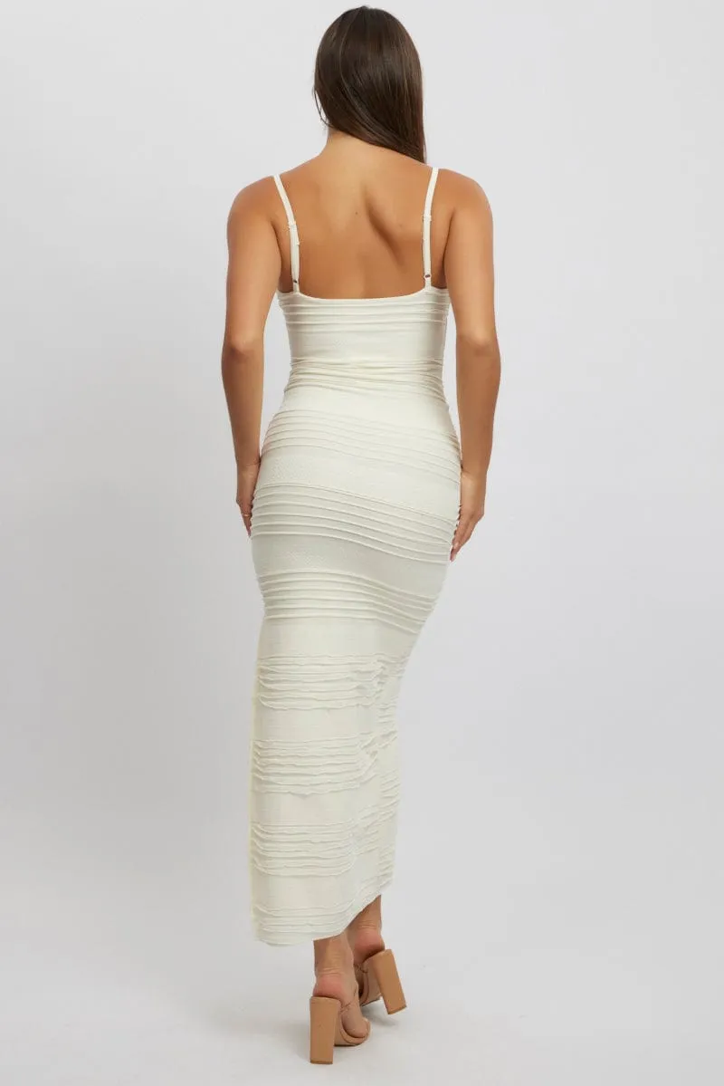 Casual Fit White Bodycon Dress Sleeveless Midi