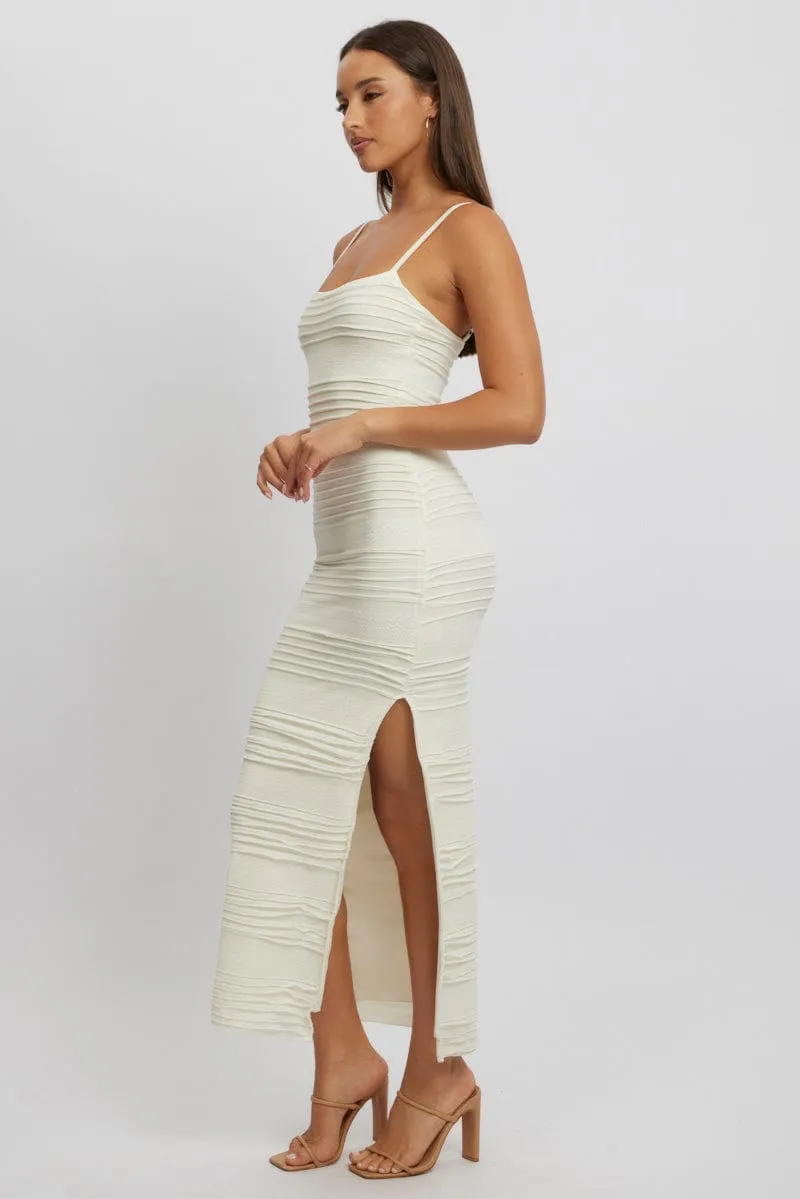 White Bodycon Dress Sleeveless Midi Warm Sweater