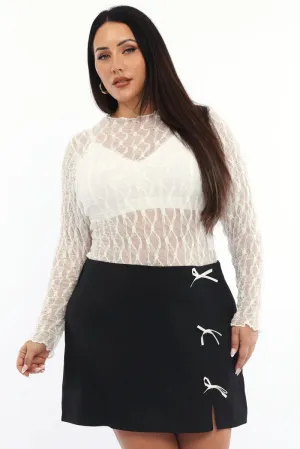 Cozy Fashion White Bodysuit Long Sleeve Lace