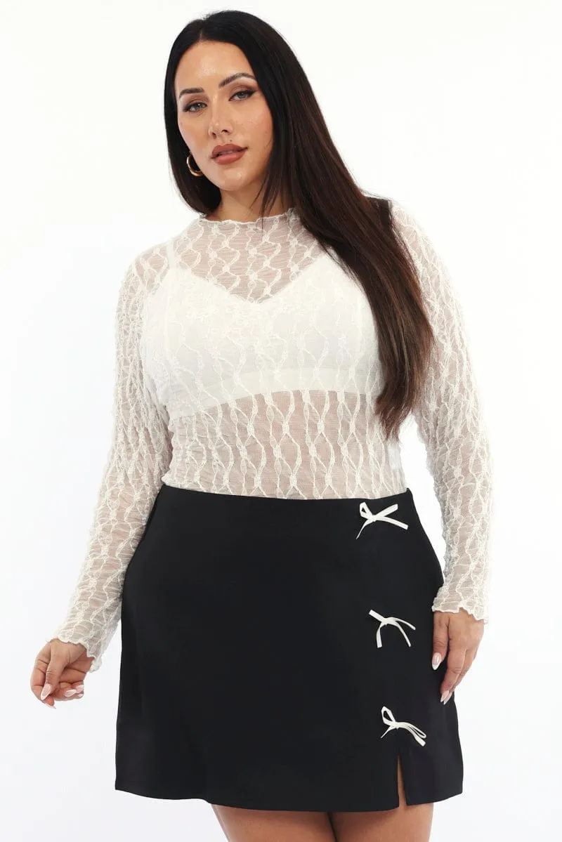 Cozy Fashion White Bodysuit Long Sleeve Lace
