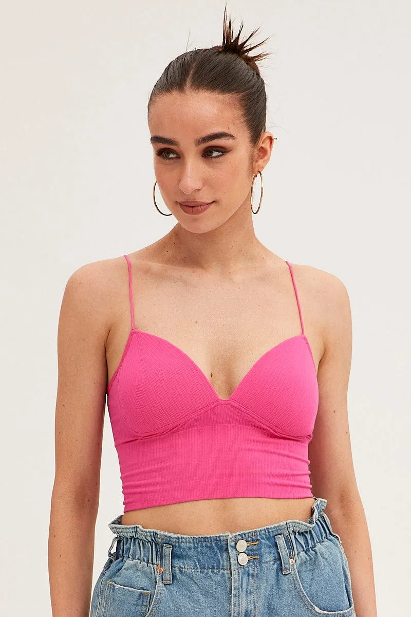Pink Bralette Seamless GentleWaistband HighVisibility
