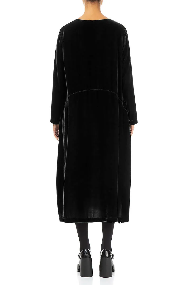 Black Silk Velvet Shift Dress Zen Glow