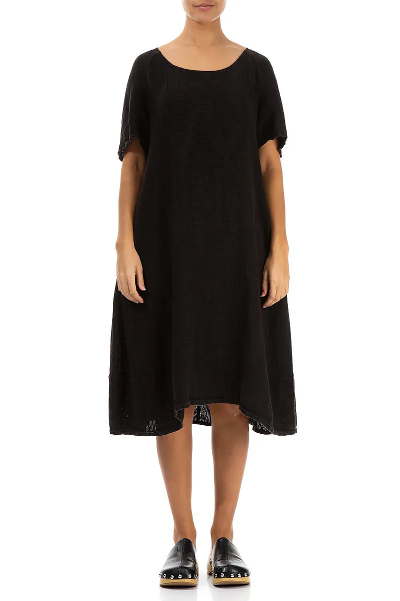 Black Textured Linen Dress Active Style