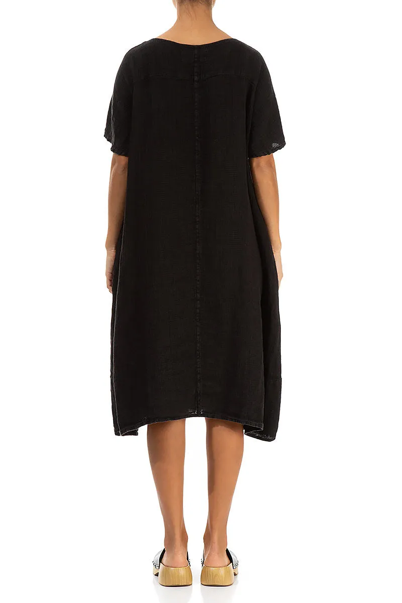 HeatReflective Lining clean look Black Textured Linen Dress