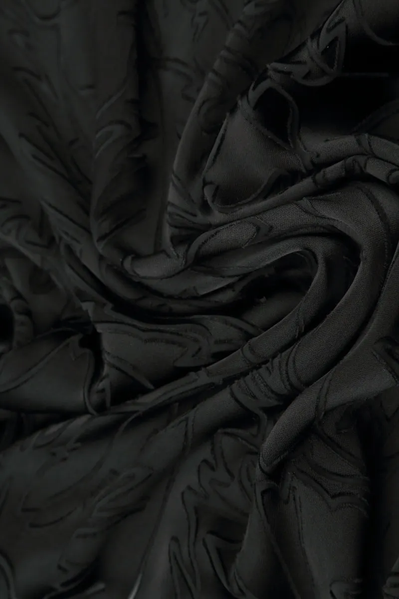 Draped Black Devor?? Feather Silk Dress Winter Fit