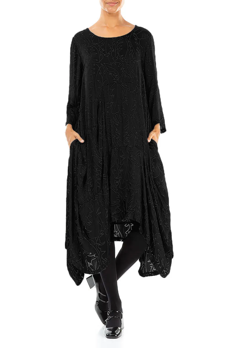 Draped Black Devor?? Feather Silk Dress Cozy Jacket