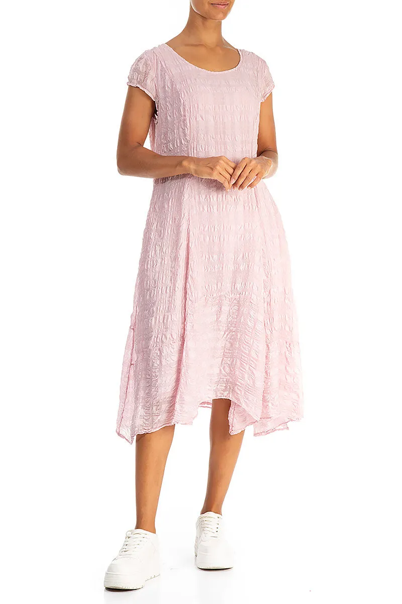Epic Core HypoallergenicFabric Flowy Midi Powder Pink Textured Silk Dress