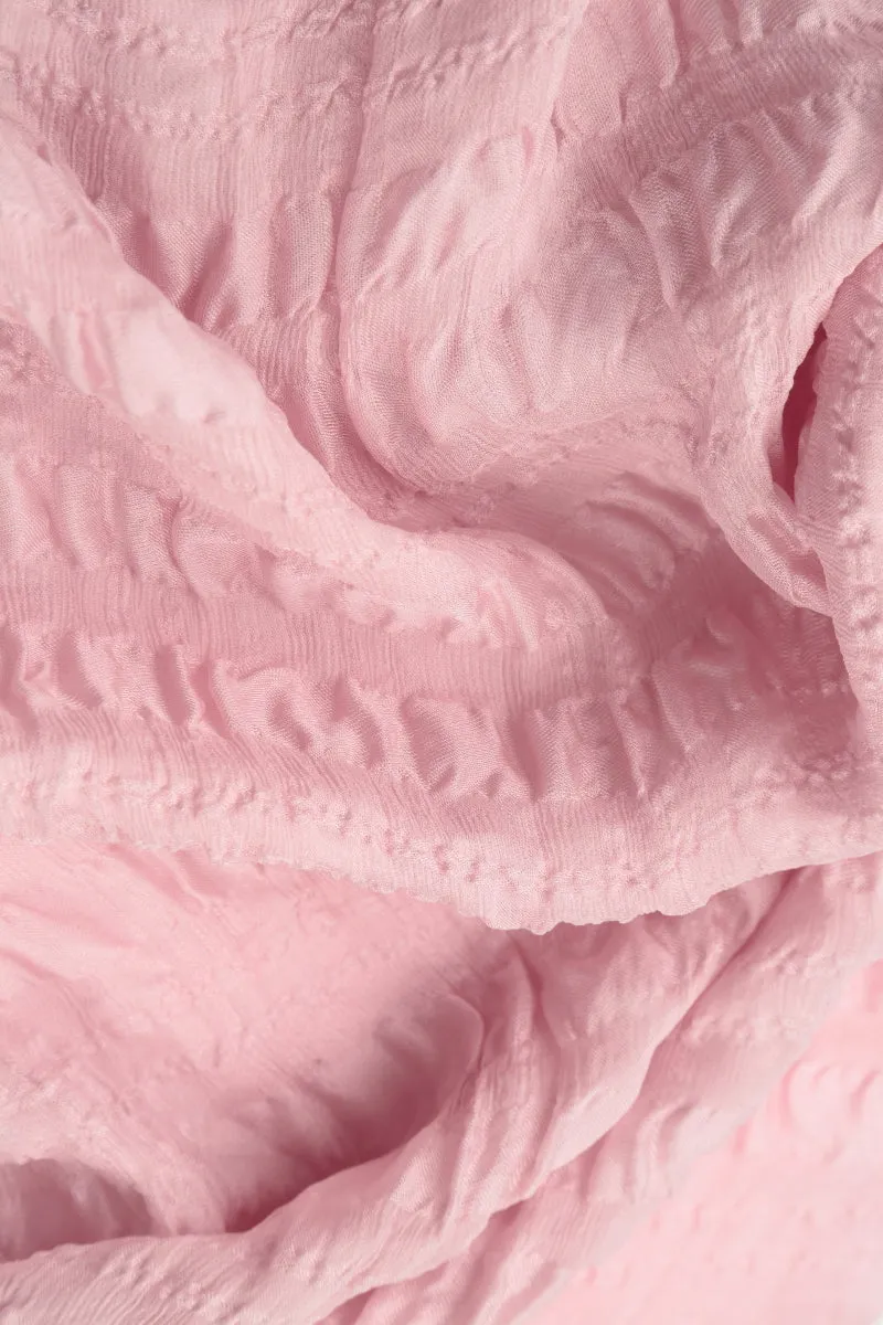 UltraSoft Texture Flowy Midi Powder Pink Textured Silk Dress