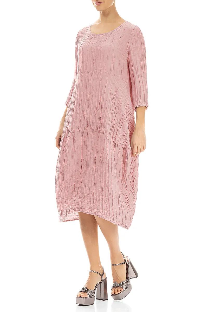 Rush Mode HeatReflective Lining Balloon Crinkled Powder Pink Silk Linen Dress