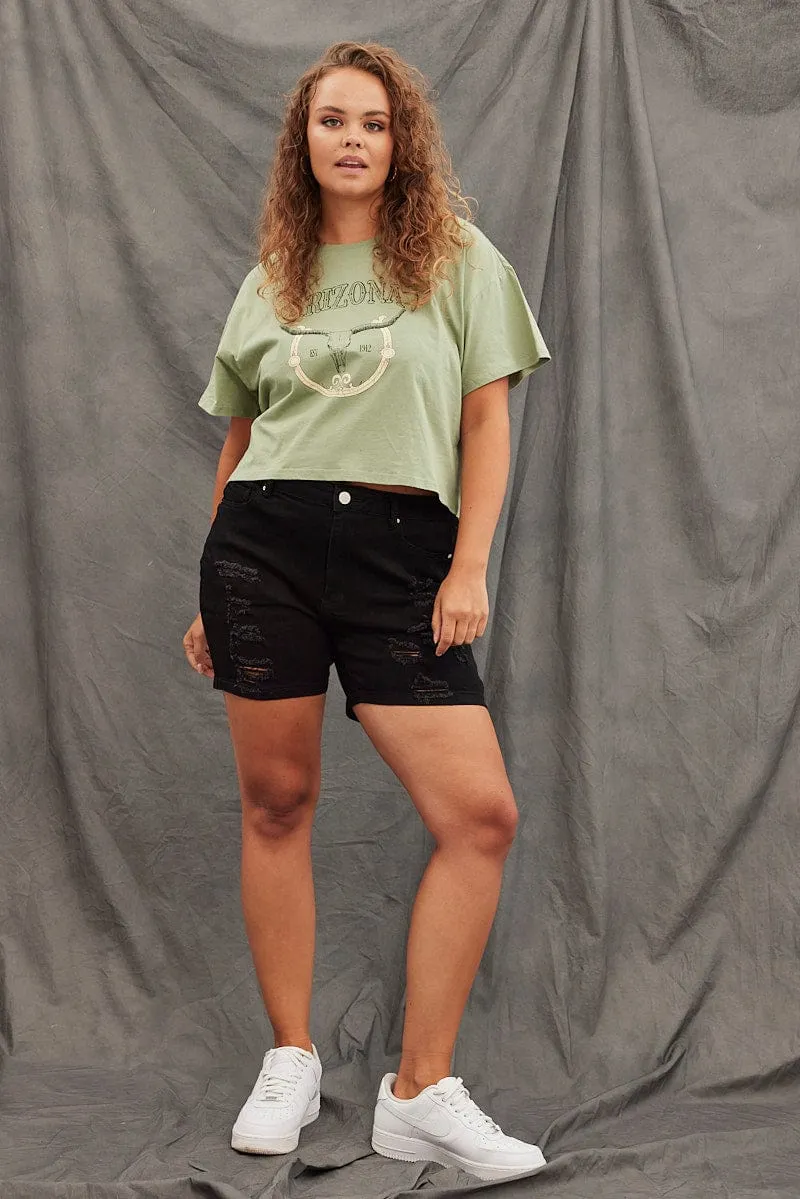 Outdoor Sports Green Graphic T-shirt Short Sleeve Arizona Western