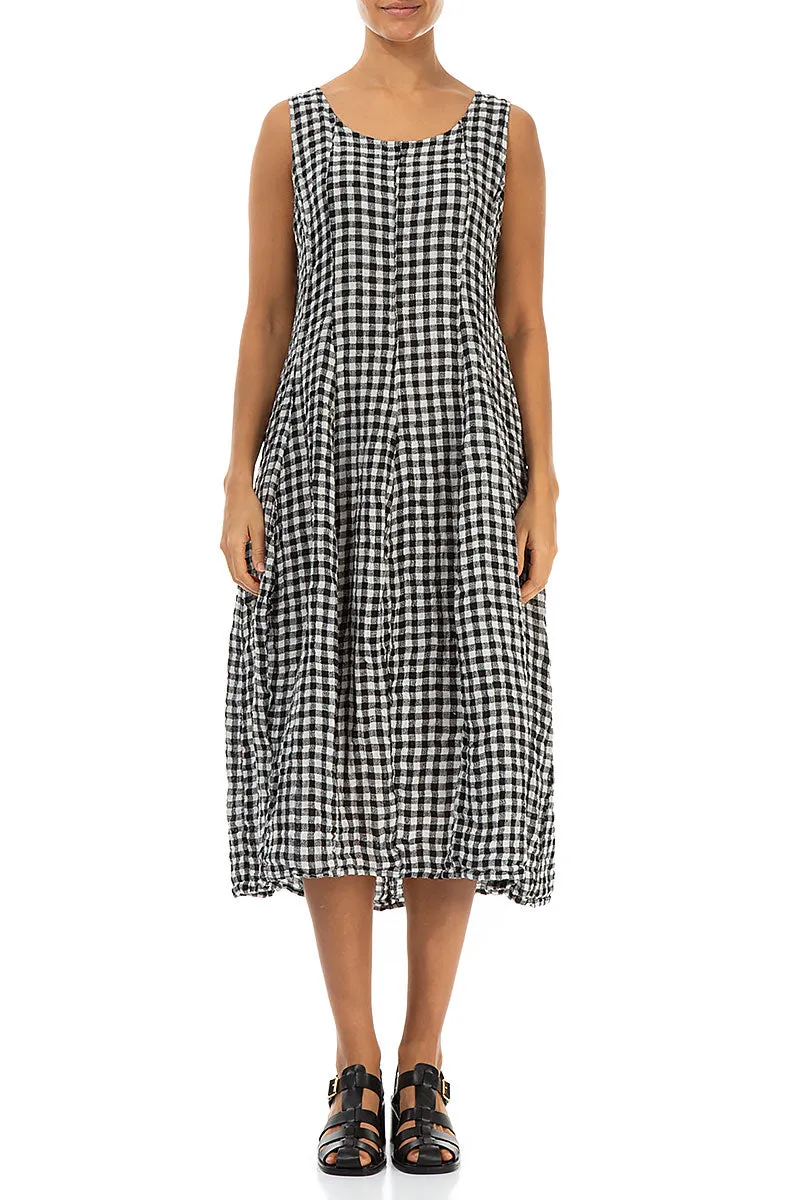 Sleeveless Balloon Black & White Check Linen Dress New Day AntiStatic Material