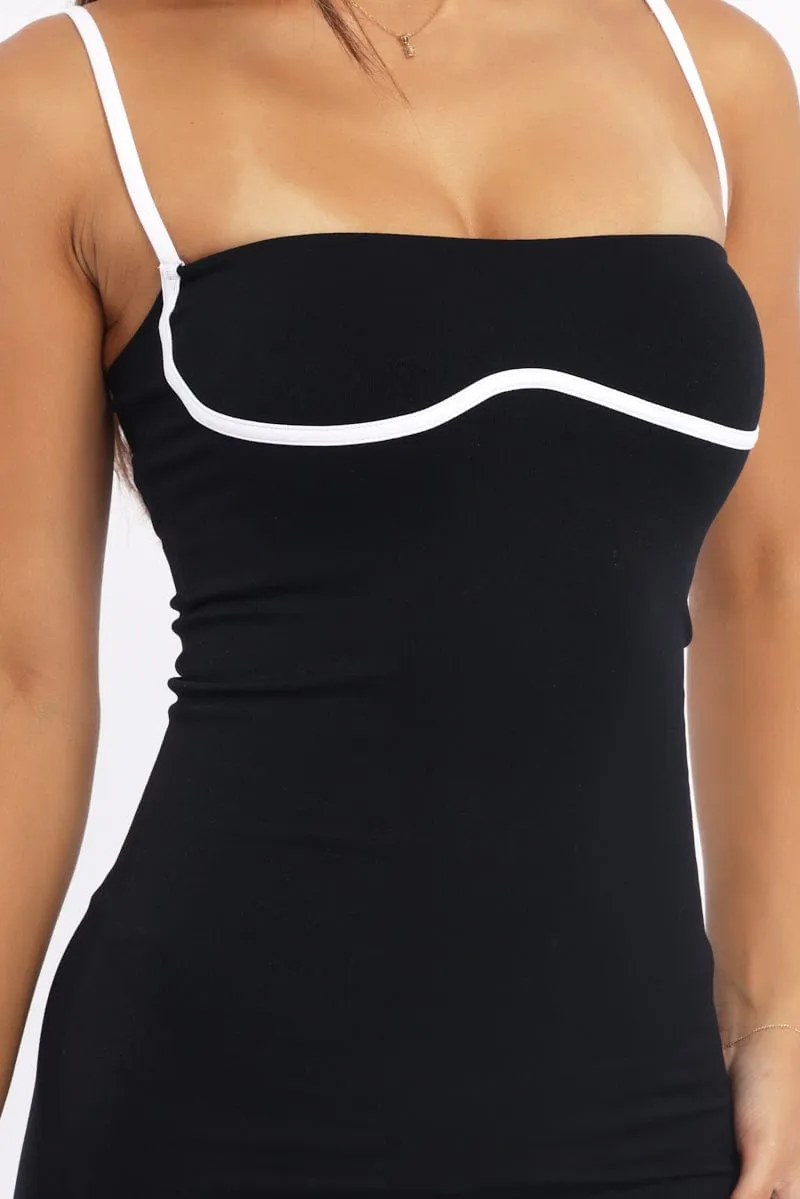 Black Mini Dress Sleeveless Binding Seamless Summer Ready Look