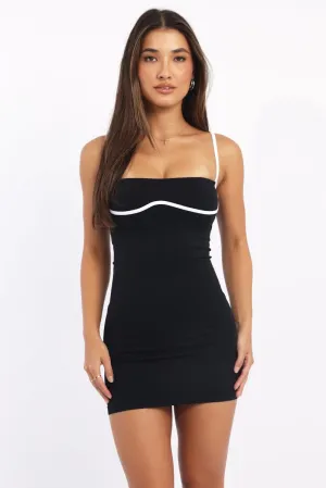 Comfortable and breezy mini Black Mini Dress Sleeveless Binding Seamless
